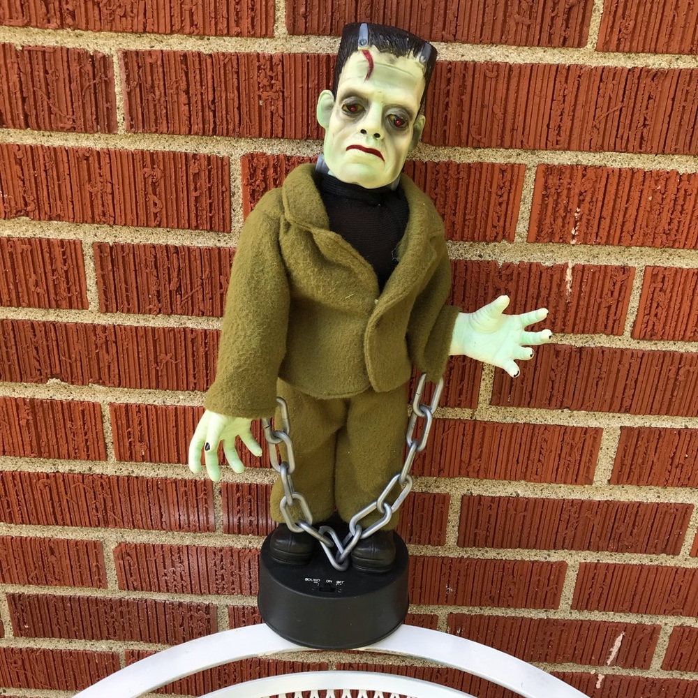 Frankenstein Plush Figure Halloween Decor in Olive Green